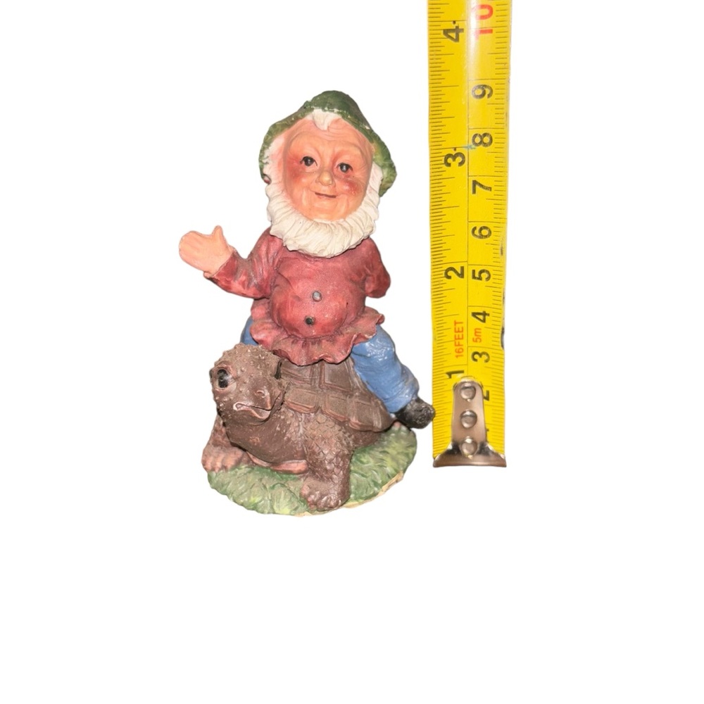 Gnome Figure Sitting on Turtle 3in x 2in Kmart